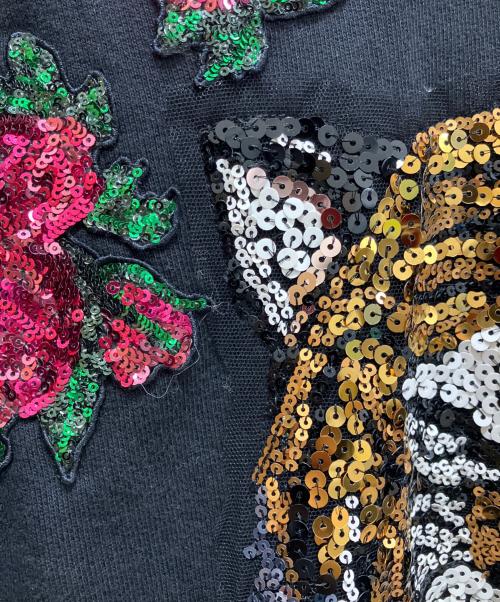 GUCCI（グッチ）GUCCI (グッチ) スパンコールタイガーフーディー ブラック サイズ:XSの古着・服飾アイテム