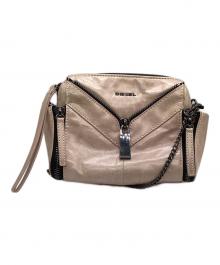 DIESEL（ディーゼル）の古着「レザーチェーンショルダーバッグ」｜ピンクベージュ