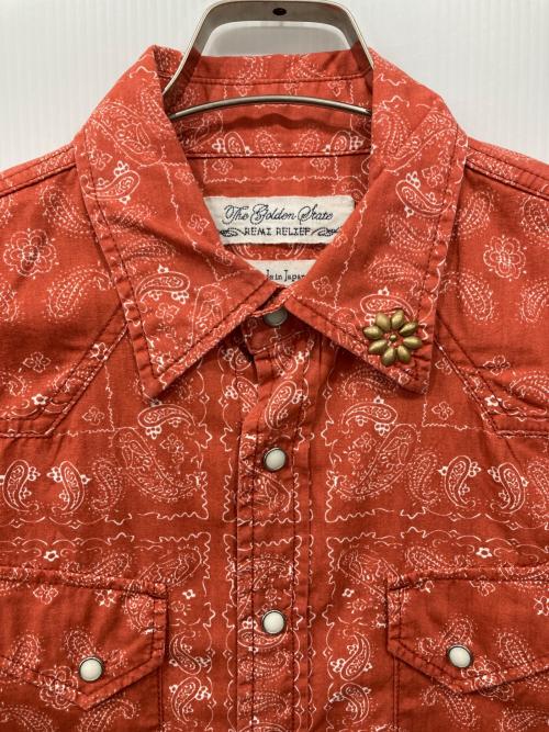 REMI RELIEF（レミレリーフ）REMI RELIEF (レミレリーフ) ペイズリーウエスタンシャツ レッド サイズ:Sの古着・服飾アイテム
