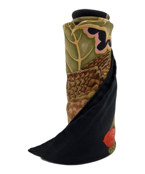 Salvatore Ferragamo（サルヴァトーレ フェラガモ）Salvatore Ferragamo (サルヴァトーレ フェラガモ) シルクスカーフ ブラックの古着・服飾アイテム