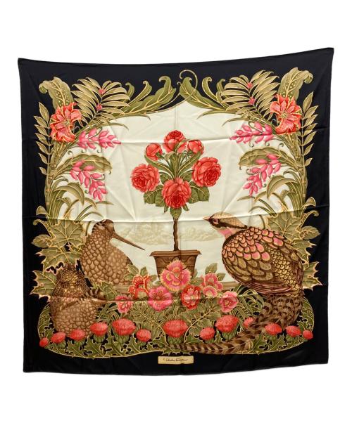 Salvatore Ferragamo（サルヴァトーレ フェラガモ）Salvatore Ferragamo (サルヴァトーレ フェラガモ) シルクスカーフ ブラックの古着・服飾アイテム