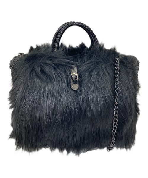 ANTEPRIMA（アンテプリマ）ANTEPRIMA (アンテプリマ) エコファーワイヤーショルダーバッグ　ハンドバッグ　2WAYバッグ　ファーバッグ ブラック サイズ:実寸参照の古着・服飾アイテム