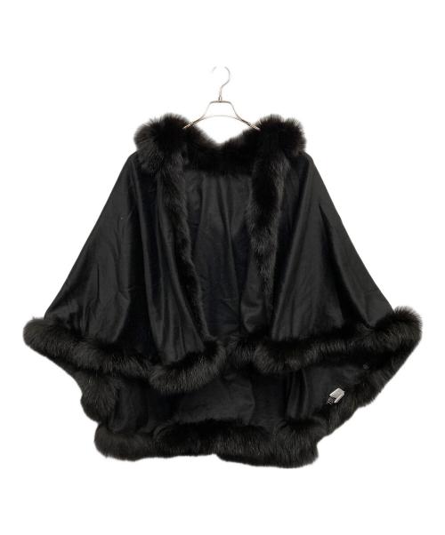 SAGA FURS（サガファーズ）SAGA FURS (サガファーズ) ファートリミングポンチョ ブラック サイズ:M-Lの古着・服飾アイテム