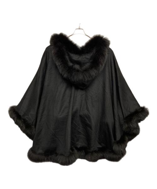 SAGA FURS（サガファーズ）SAGA FURS (サガファーズ) ファートリミングポンチョ ブラック サイズ:M-Lの古着・服飾アイテム
