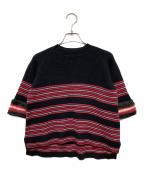 FENDIフェンディ）の古着「Wool Cashmere Border Knit/ウールカシミヤボーダーニット」｜ブラック