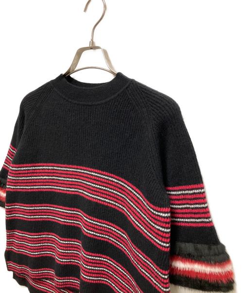 FENDI（フェンディ）FENDI (フェンディ) Wool Cashmere Border Knit/ウールカシミヤボーダーニット ブラック サイズ:38の古着・服飾アイテム