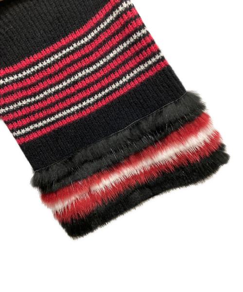 FENDI（フェンディ）FENDI (フェンディ) Wool Cashmere Border Knit/ウールカシミヤボーダーニット ブラック サイズ:38の古着・服飾アイテム