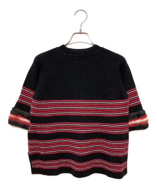 FENDI（フェンディ）FENDI (フェンディ) Wool Cashmere Border Knit/ウールカシミヤボーダーニット ブラック サイズ:38の古着・服飾アイテム