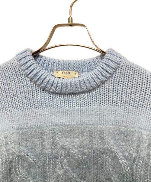 FENDI（フェンディ）FENDI (フェンディ) ボリュームスリーブケーブルニット ブルー サイズ:SIZE 40の古着・服飾アイテム