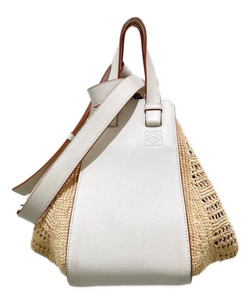 LOEWE（ロエベ）LOEWE (ロエベ) ラフィア ハンモック スモール ホワイト×ナチュラル サイズ:スモールの古着・服飾アイテム