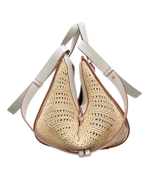 LOEWE（ロエベ）LOEWE (ロエベ) ラフィア ハンモック スモール ホワイト×ナチュラル サイズ:スモールの古着・服飾アイテム