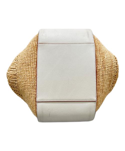 LOEWE（ロエベ）LOEWE (ロエベ) ラフィア ハンモック スモール ホワイト×ナチュラル サイズ:スモールの古着・服飾アイテム