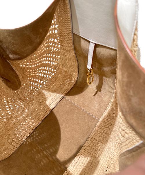 LOEWE（ロエベ）LOEWE (ロエベ) ラフィア ハンモック スモール ホワイト×ナチュラル サイズ:スモールの古着・服飾アイテム