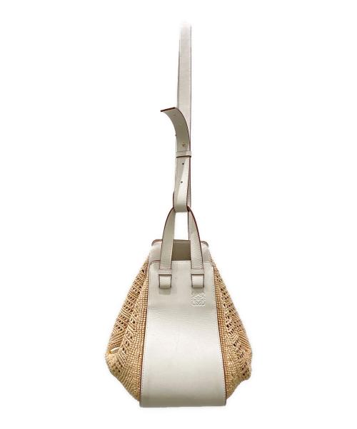 LOEWE（ロエベ）LOEWE (ロエベ) ラフィア ハンモック スモール ホワイト×ナチュラル サイズ:スモールの古着・服飾アイテム