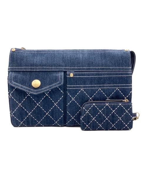 CHANEL（シャネル）CHANEL (シャネル) ポーチ付デニムクラッチバッグ インディゴの古着・服飾アイテム
