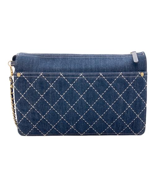 CHANEL（シャネル）CHANEL (シャネル) ポーチ付デニムクラッチバッグ インディゴの古着・服飾アイテム