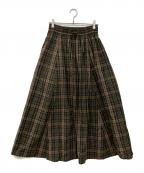 BAUMEボーメ）の古着「チェックロングスカート」｜カーキ