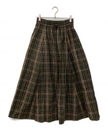 BAUME（ボーメ）の古着「チェックロングスカート」｜カーキ