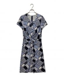 kay me（ケイミー）の古着「グレーパヴェ Vドレープワンピース」｜ネイビー