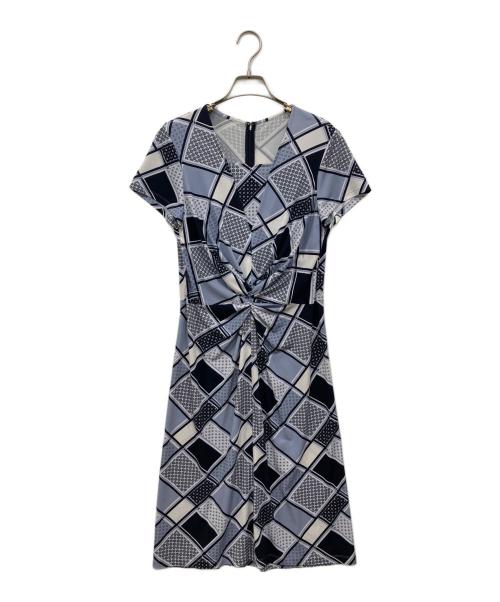 kay me（ケイミー）kay me (ケイミー) グレーパヴェ Vドレープワンピース ネイビー サイズ:11号の古着・服飾アイテム