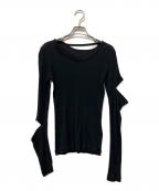 LIMI feuリミフゥ）の古着「C RIB STITCH ARM SLIT T」｜ブラック
