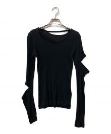 LIMI feu（リミフゥ）の古着「C RIB STITCH ARM SLIT T」｜ブラック