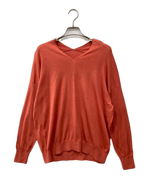 SOEJU（ソージュ）SOEJU (ソージュ) シルクコットンVネックニット オレンジ サイズ:Mの古着・服飾アイテム