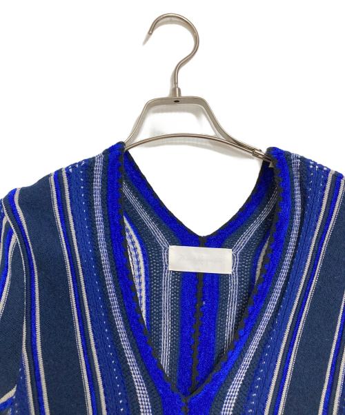 Mame Kurogouchi（マメクロゴウチ）Mame Kurogouchi (マメクロゴウチ) Stripe HAMAGURI Knit Peplum One-Piece ネイビー サイズ:2の古着・服飾アイテム