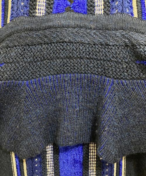 Mame Kurogouchi（マメクロゴウチ）Mame Kurogouchi (マメクロゴウチ) Stripe HAMAGURI Knit Peplum One-Piece ネイビー サイズ:2の古着・服飾アイテム