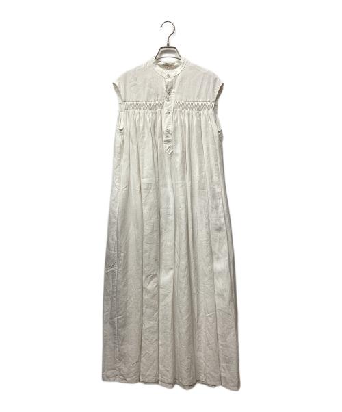 SCYE（サイ）SCYE (サイ) UNITED ARROWS (ユナイテッドアローズ) 別注LIN タック ワンピース ホワイト サイズ:38の古着・服飾アイテム