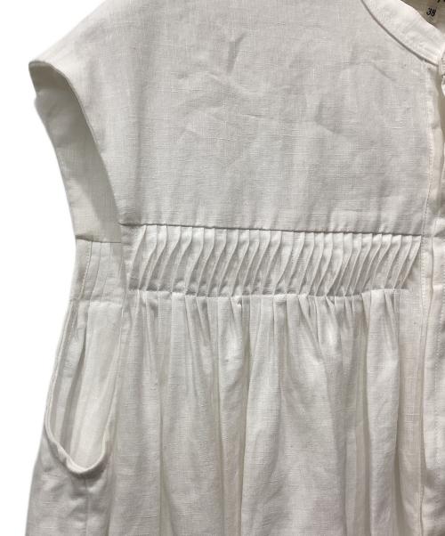 SCYE（サイ）SCYE (サイ) UNITED ARROWS (ユナイテッドアローズ) 別注LIN タック ワンピース ホワイト サイズ:38の古着・服飾アイテム