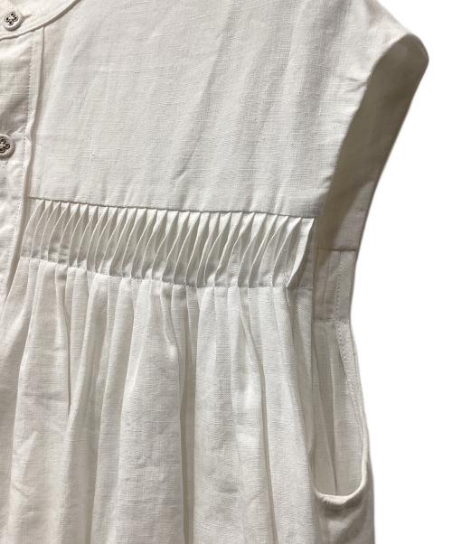 SCYE（サイ）SCYE (サイ) UNITED ARROWS (ユナイテッドアローズ) 別注LIN タック ワンピース ホワイト サイズ:38の古着・服飾アイテム
