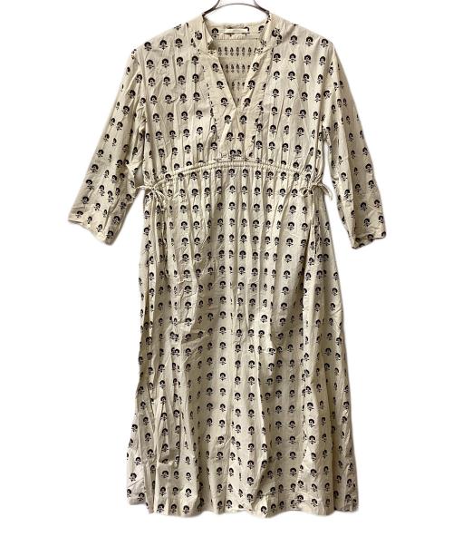 ne quittez pas（ヌキテパ）ne quittez pas (ヌキテパ) Poplin Fluff Print Waist String Dress ベージュ サイズ:Mの古着・服飾アイテム