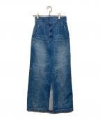 Mame Kurogouchiマメクロゴウチ）の古着「Floral Embossed Denim Skirt/フローラルエンボスデニムスカート」｜インディゴ