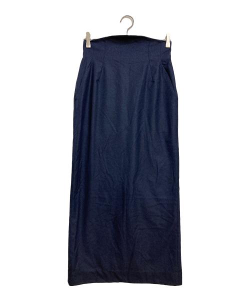 Mame Kurogouchi（マメクロゴウチ）mame kurogouchi (マメクロゴウチ) Wool Flannel I-Line Skirt ネイビー サイズ:2の古着・服飾アイテム