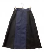 ADOREアドーア）の古着「ブロッキングデニムスカート」｜ブラック