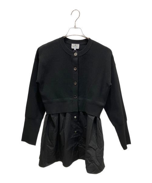 LANVIN en Bleu（ランバンオンブルー）LANVIN en Bleu (ランバンオンブルー) 2WAYシャツコンビカーディガン ブラック サイズ:38 未使用品の古着・服飾アイテム