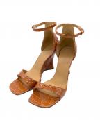 LOEWEロエベ）の古着「クロコ型押しレザーサンダル」｜ブラウン