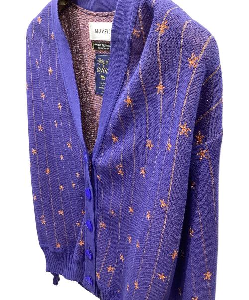 MUVEIL（ミュベール）MUVEIL (ミュベール) ヒトデストライプカーディガン ブルー サイズ:38の古着・服飾アイテム