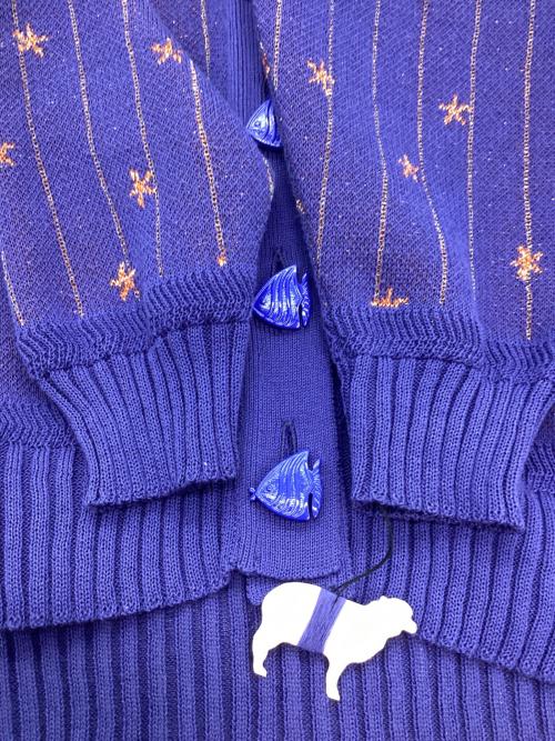 MUVEIL（ミュベール）MUVEIL (ミュベール) ヒトデストライプカーディガン ブルー サイズ:38の古着・服飾アイテム