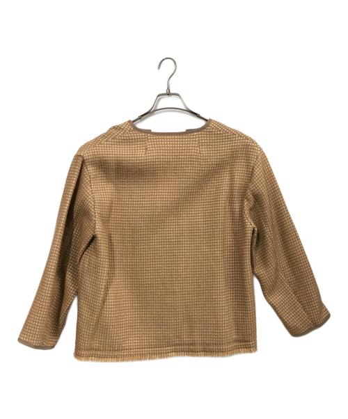 BALLSEY（ボールジィ）BALLSEY (ボールジィ) ワッフルツイードノーカラージャケット ブラウン サイズ:36 未使用品の古着・服飾アイテム