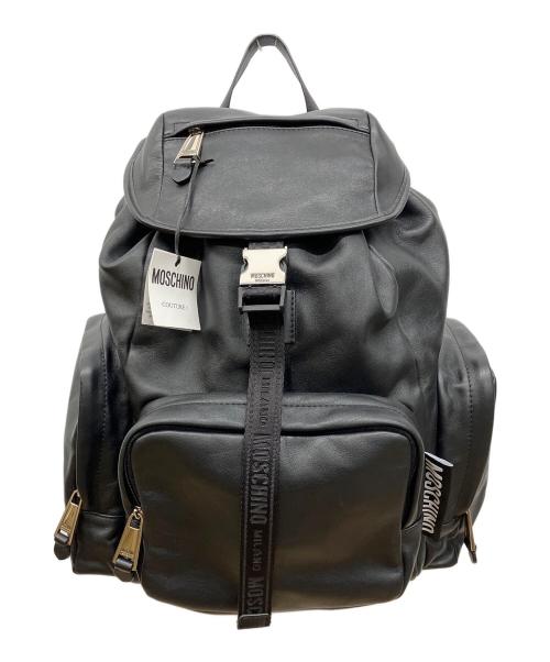 MOSCHINO（モスキーノ）MOSCHINO (モスキーノ) レザーバックパック　リュック ブラックの古着・服飾アイテム