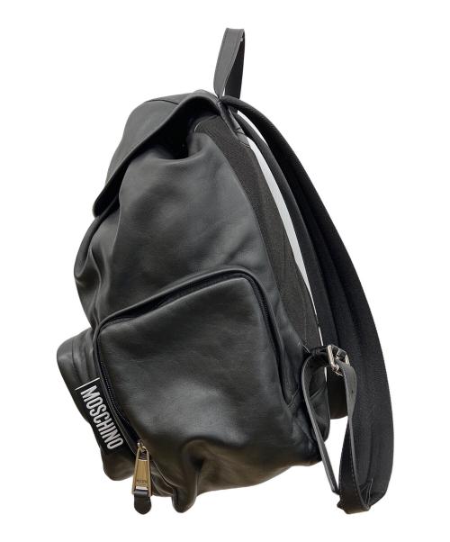 MOSCHINO（モスキーノ）MOSCHINO (モスキーノ) レザーバックパック　リュック ブラックの古着・服飾アイテム