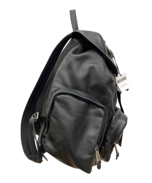 MOSCHINO（モスキーノ）MOSCHINO (モスキーノ) レザーバックパック　リュック ブラックの古着・服飾アイテム