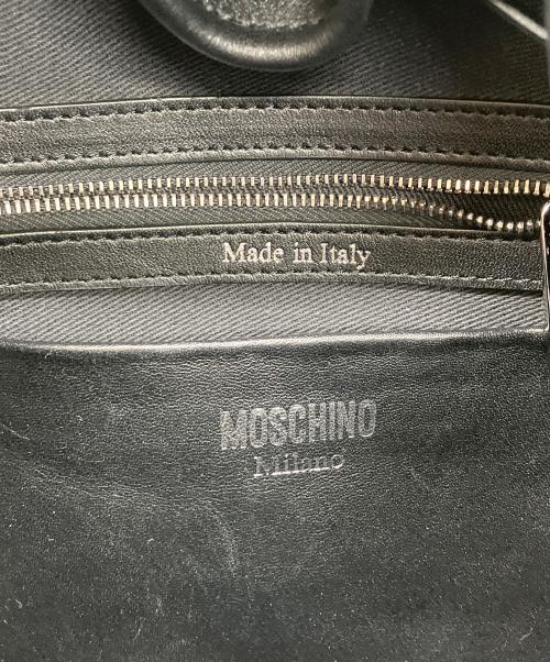 MOSCHINO（モスキーノ）MOSCHINO (モスキーノ) レザーバックパック　リュック ブラックの古着・服飾アイテム