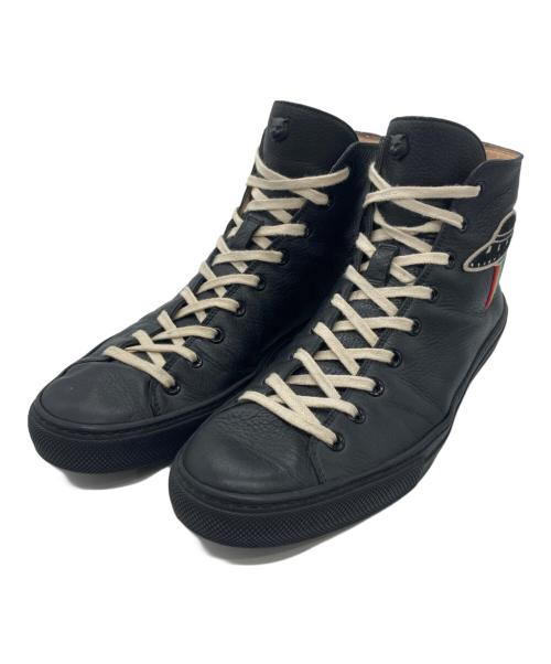 GUCCI（グッチ）GUCCI (グッチ) レザーハイカットスニーカー ブラック サイズ:8の古着・服飾アイテム