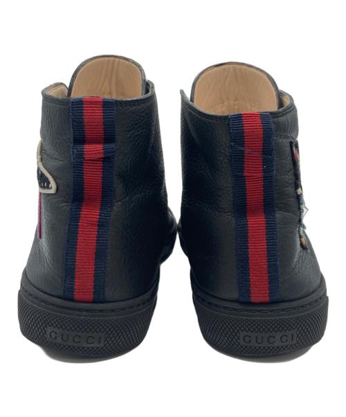 GUCCI（グッチ）GUCCI (グッチ) レザーハイカットスニーカー ブラック サイズ:8の古着・服飾アイテム
