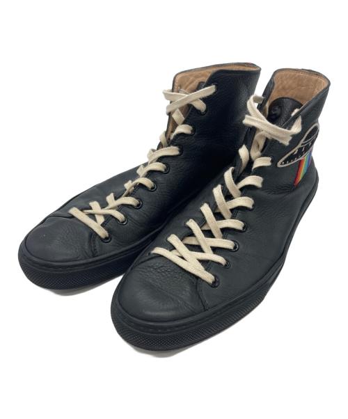 GUCCI（グッチ）GUCCI (グッチ) レザーハイカットスニーカー ブラック サイズ:8の古着・服飾アイテム