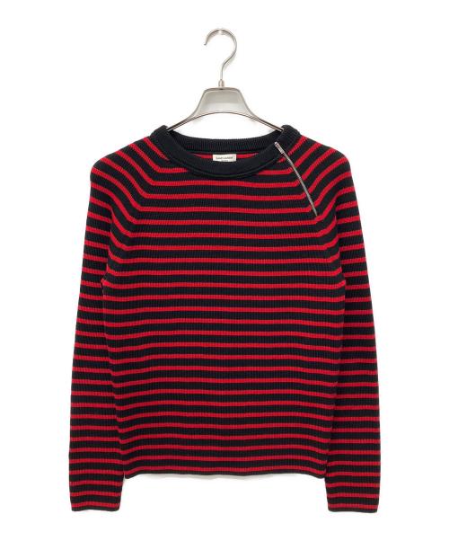 Saint Laurent Paris（サンローランパリ）Saint Laurent Paris (サンローランパリ) ボーダーニット ブラック×レッド サイズ:Lの古着・服飾アイテム