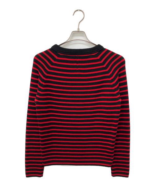 Saint Laurent Paris（サンローランパリ）Saint Laurent Paris (サンローランパリ) ボーダーニット ブラック×レッド サイズ:Lの古着・服飾アイテム